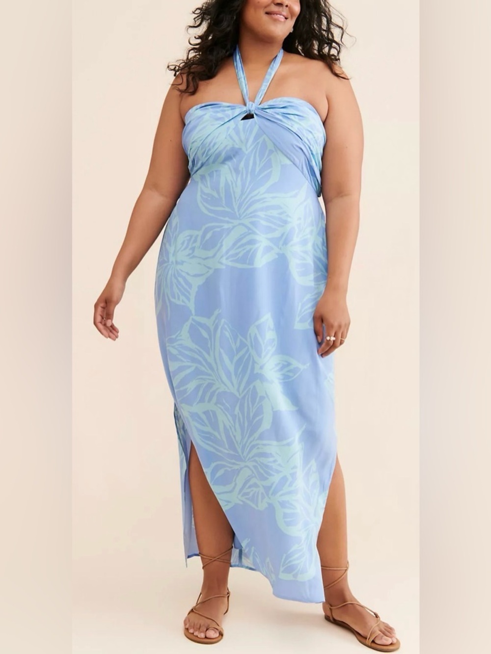 Eloquii Hawaiian print halter dress, size 18
